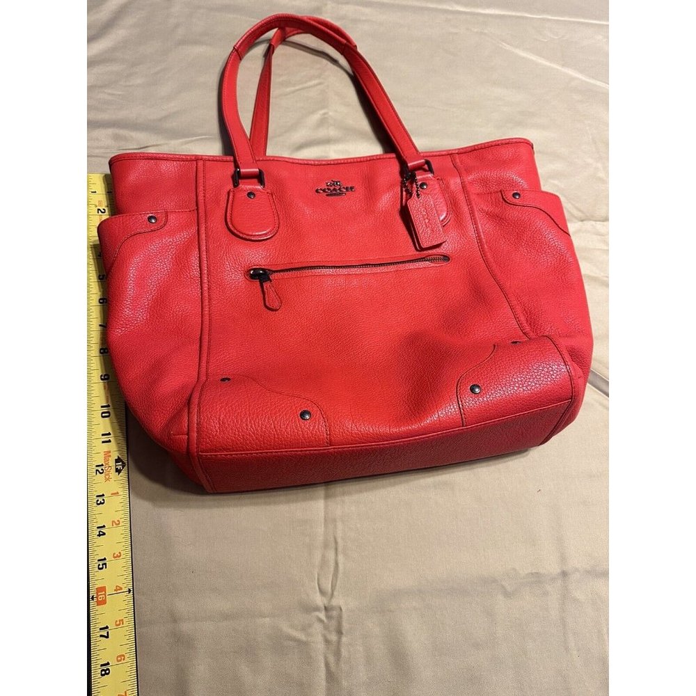 Coach 34039 Mickie Tote in Cardinal Red Grain Leather